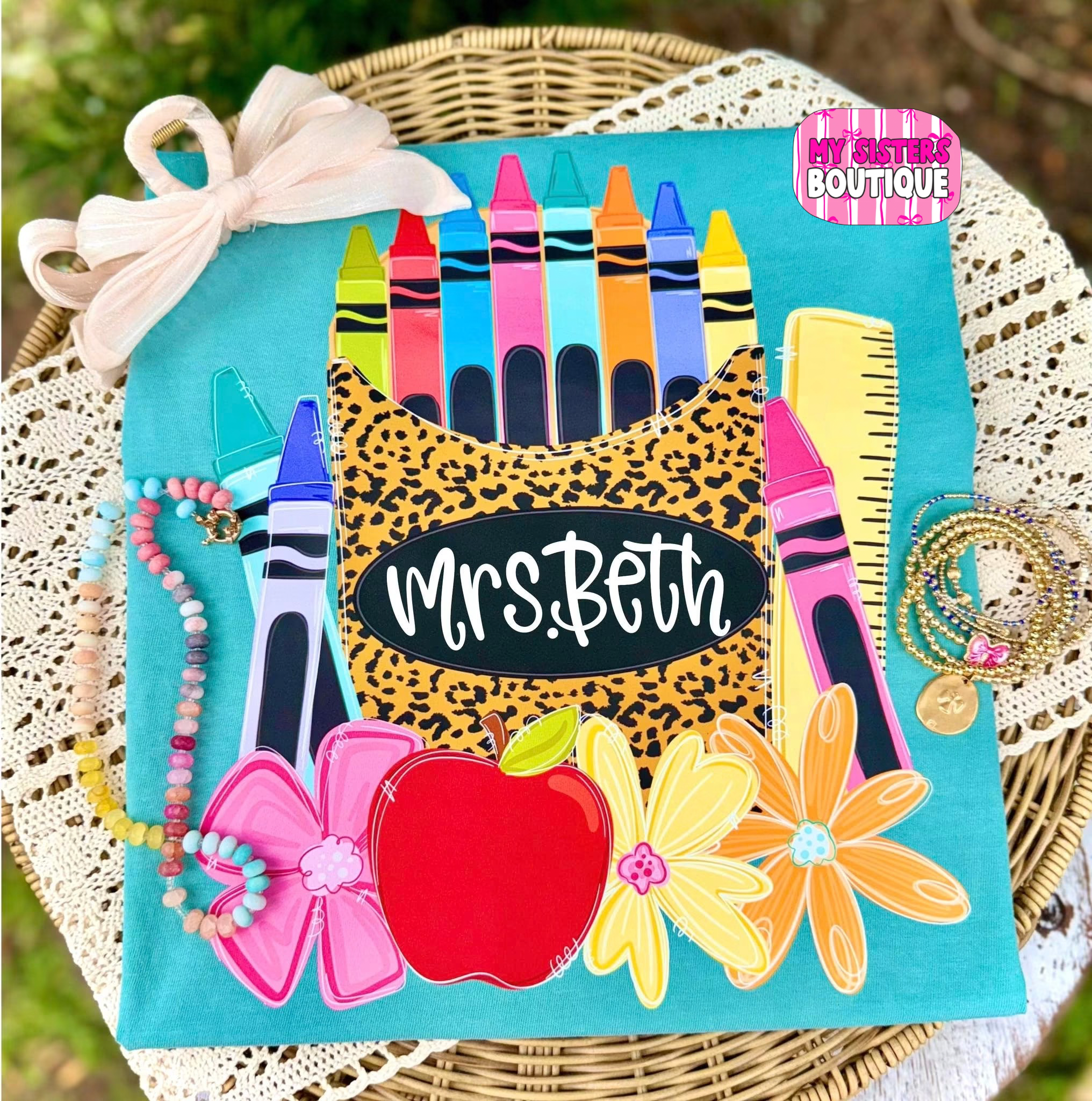 Custom Teacher Leopard Crayon Box