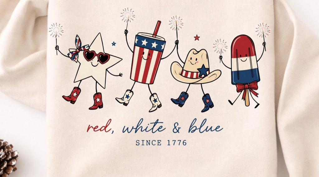 Red white & blue doodle