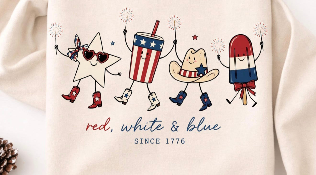 Red white & blue doodle