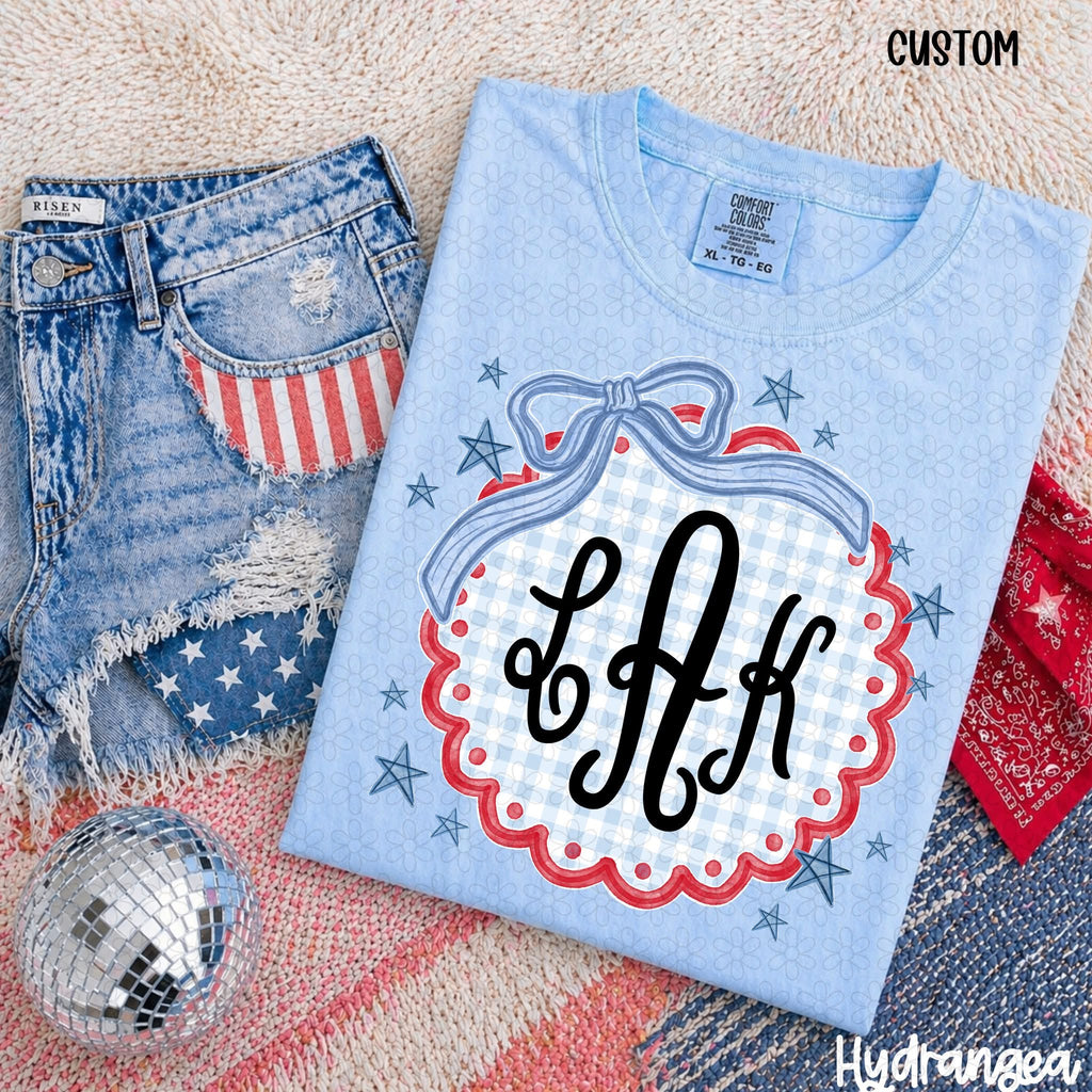 RWB 4th of July monogram